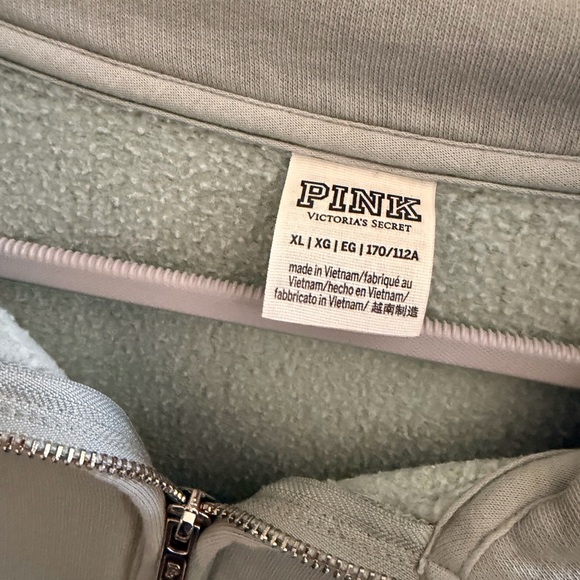 PINK Victoria's Secret Soft Green Quarter-Zip Hoodie - Picture 2 of 3
